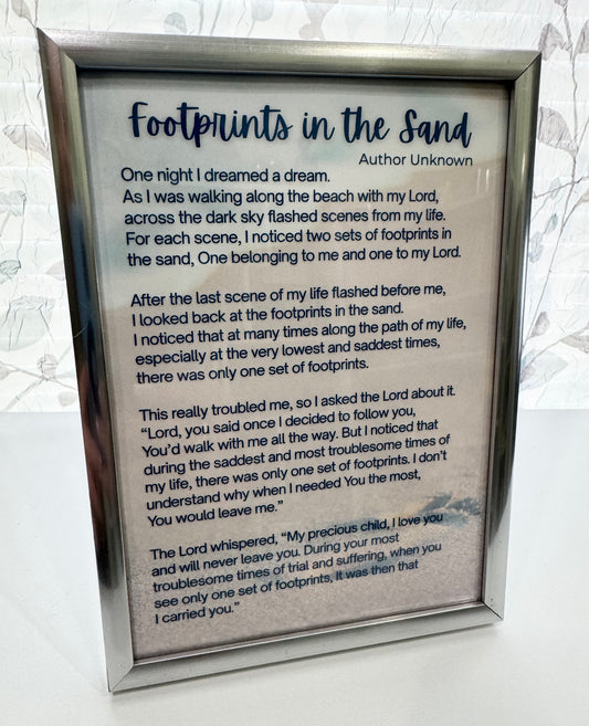 Footprints In the Sand Poem  - DeskMates 5" x 7" Framed Art Print