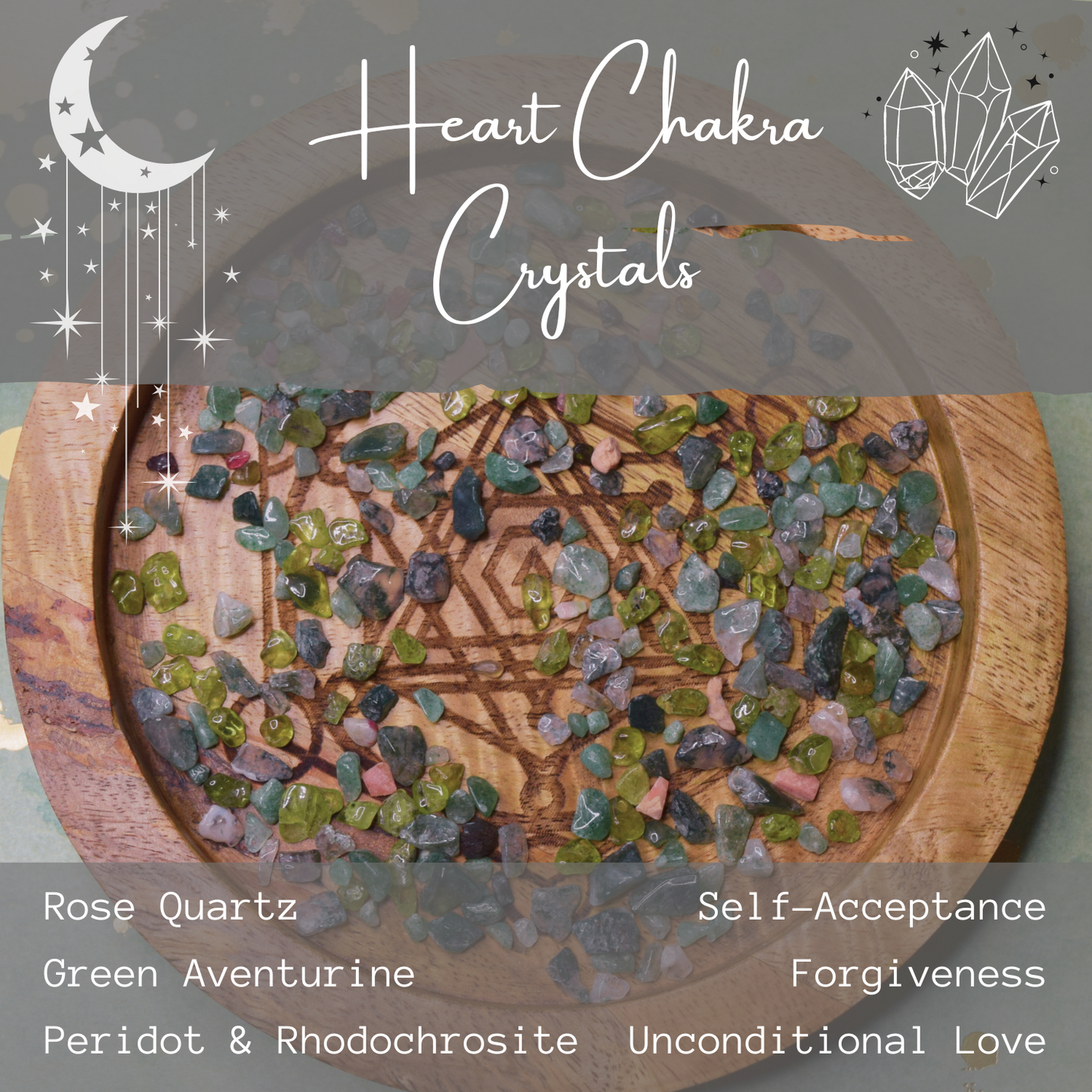 SELF CARE * Crystal Intentions 4th Heart Chakra Perfume Sweet & Soothing scent with Rose Quartz, Moss Agate & Green Aventurine Heart Chakra Crystals * Wholeness * Well-Being * Self Love * Butterfly Spirit Animal * Whimsical Heart