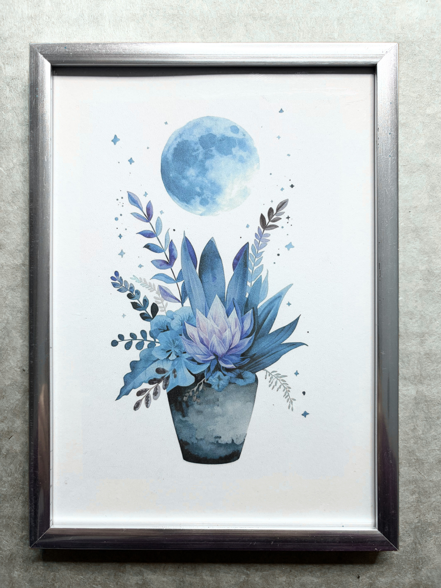 DeskMates Framed Art Print 💠 F02 Succulent Blue Moon