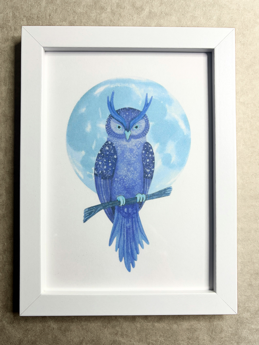 DeskMates Framed Art Print 💠 S Great Horned Owl